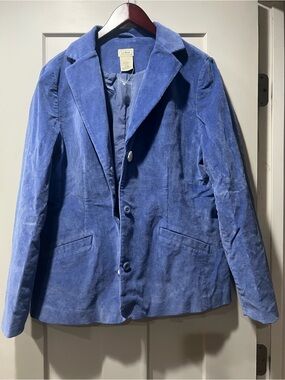 L.L.Bean Periwinkle Blue Corduroy Blazer 16 Cotton Stretch Preppy Academia NWOT